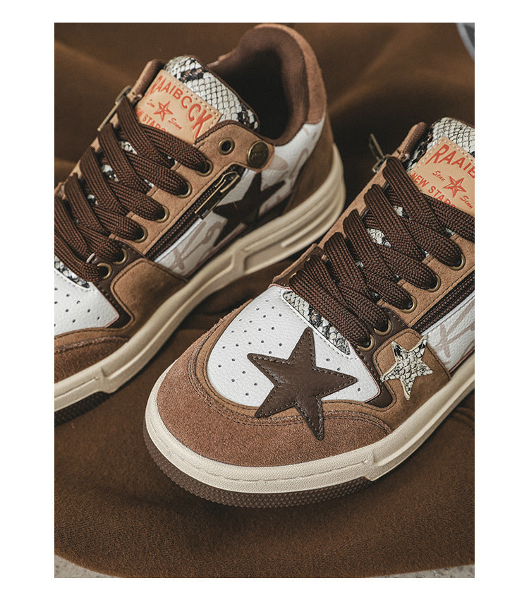 Brown Star Retro Designer Shoes