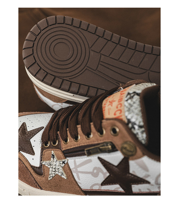 Brown Star Retro Designer Shoes