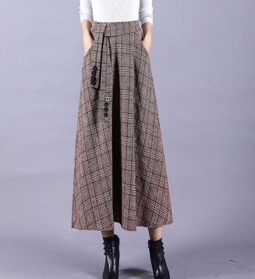 New British Style High Waist Long Plaid Skirt, Seasonal Trendsetter