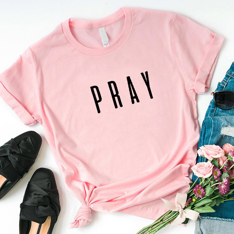 Totally-T, Pray Christian T Shirts Inspirational Fashion Clothes for Women