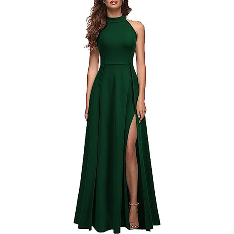 Livie, Halter Top Sleeveless Long Bridesmaid/Evening Dress (Plus Sizes)