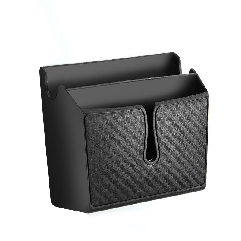 Carbon Fiber Mobile Phone Storage Box, Removable Adhesive, Car Accessory