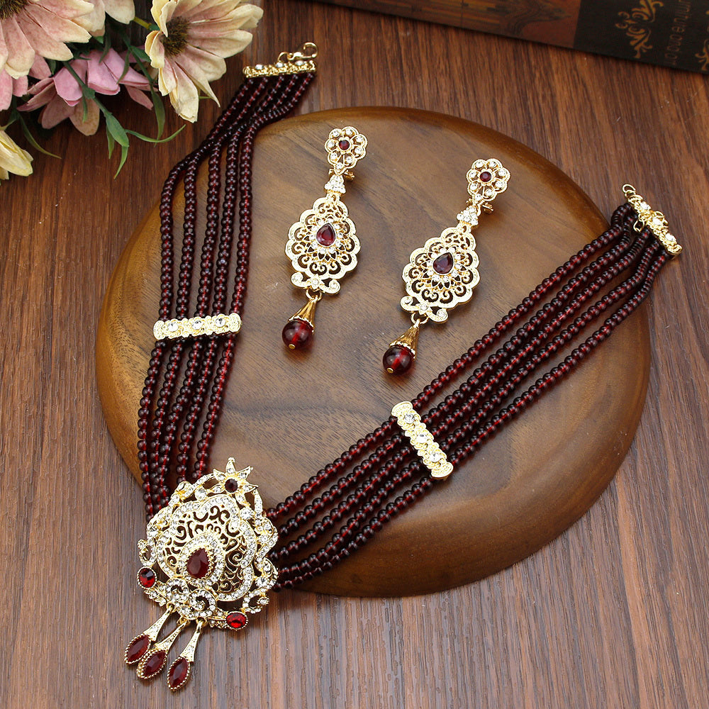 Ethnicity, Morocco Bridal Wedding Necklace Jewelry Set for Women