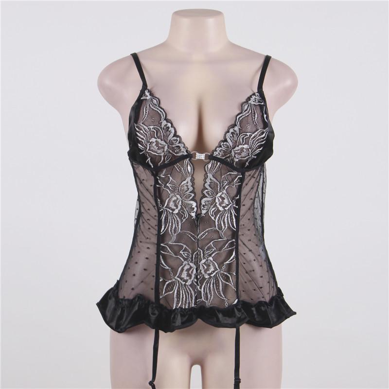 Sliver Embroidered Black Lace Women&