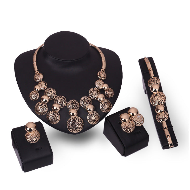 The Source, Bold Fashion Jewelry Collar Necklace, Bracelet, Earrings and Ring, Four Piece Women&