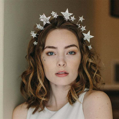 Shining Star, Bridal Jewelry Double Row Head Crown