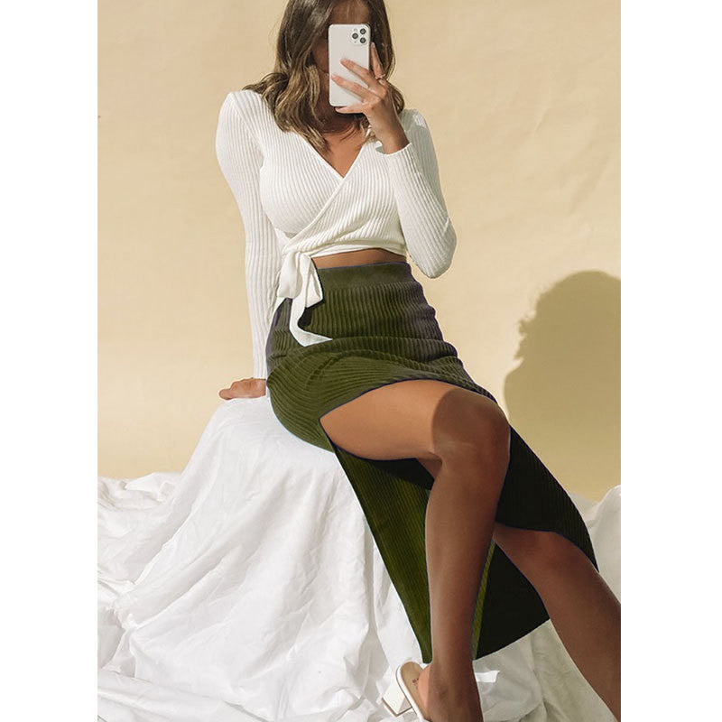 Women High Waist, Slit Skirt