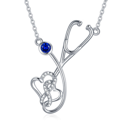 925 Sterling Silver Stethoscope Nurse, Doctor or Healthcare Professionals Necklace