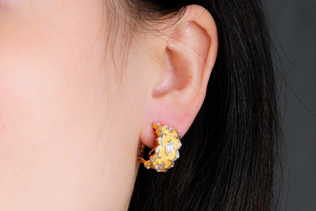 Silver Jewelry Light Luxury Custom 925 Silver Gold Plated Wave Star Stud Ear