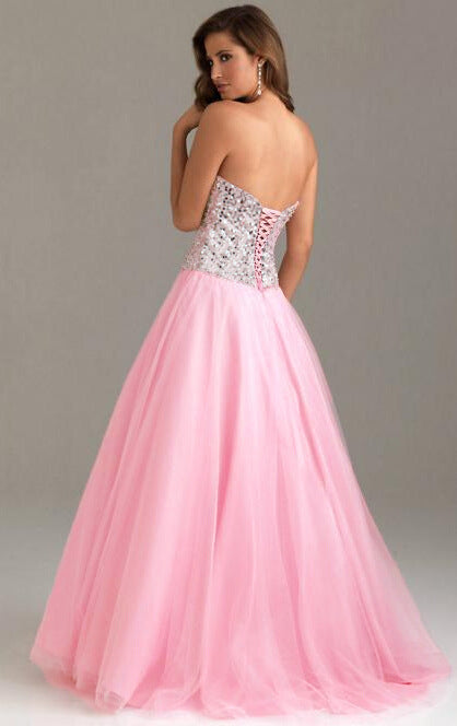 Pretty in Pink, Sexy Sequined Lace Up Back Formal Gown with a Sweet Heart Neckline