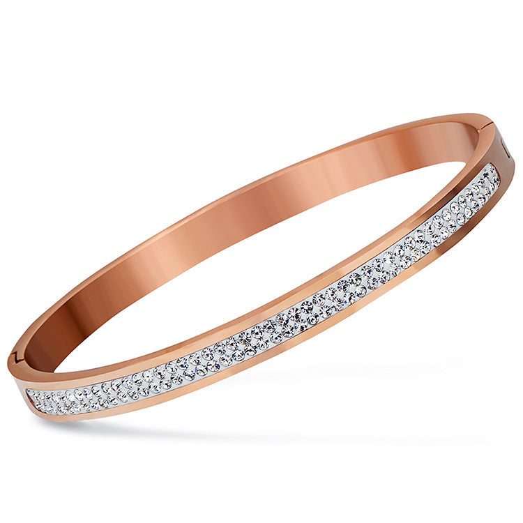 Voltaire ll, Stainless Steel Bangle Bracelet with Diamond Inset