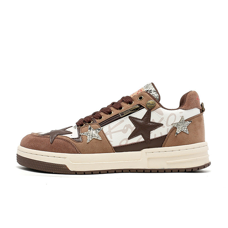 Brown Star Retro Designer Shoes