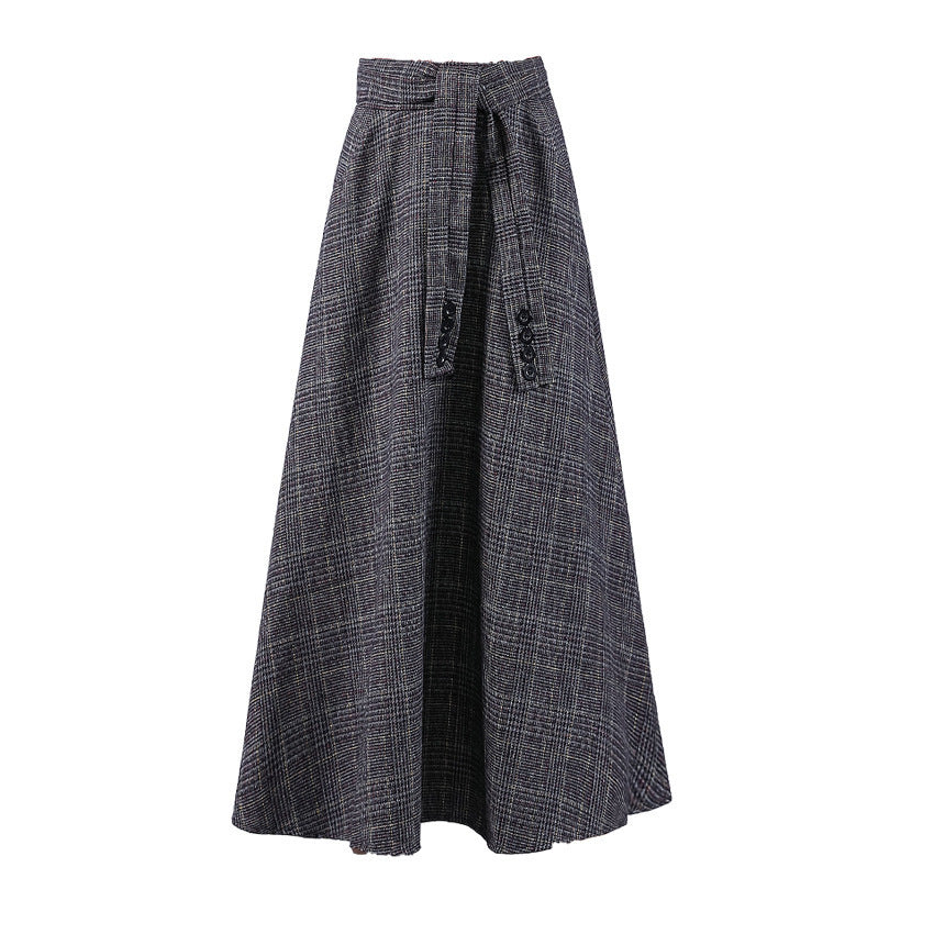 New British Style High Waist Long Plaid Skirt, Seasonal Trendsetter