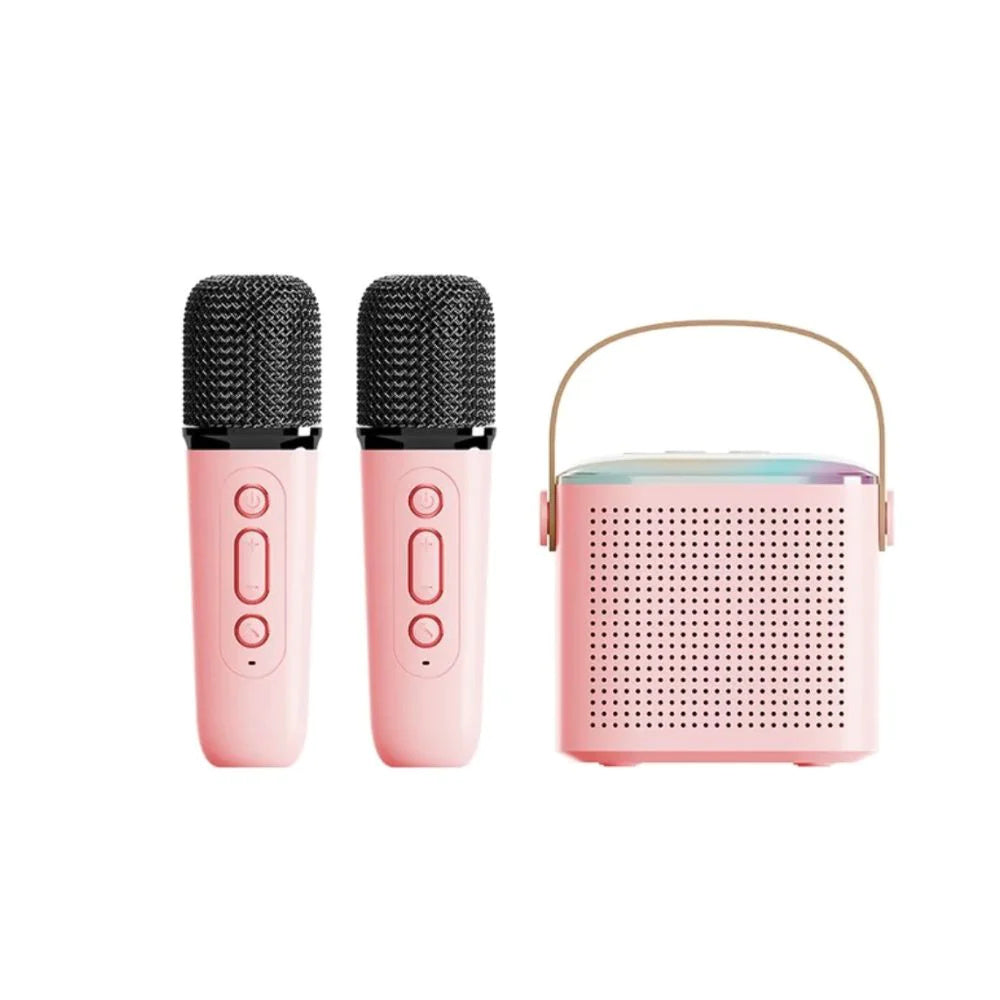 Microphone Karaoke Machine, Bluetooth Speaker With 2 Wireless Mic RGB, Light Up Family Singing Speaker