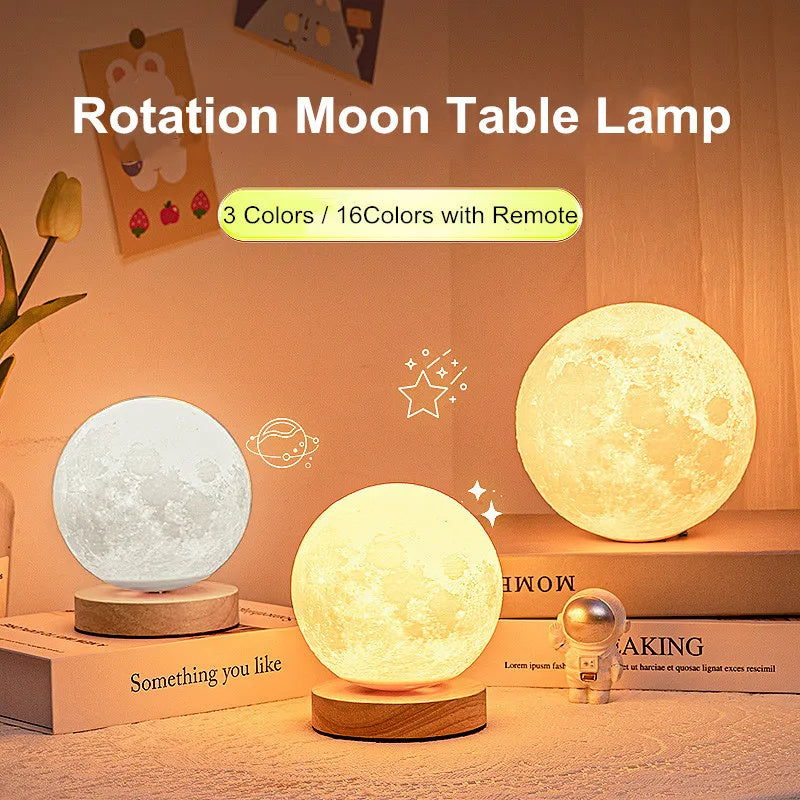 Creative 3D Magnetic Levitating Moon Lamp, Touch Control 3 Color Moon Lunar Night Light For Home Office Room Decor