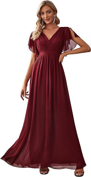 Rarity, Beautiful Chiffon Wrap Bodice Bridesmaid Dress in Multiple Colors and Sizes