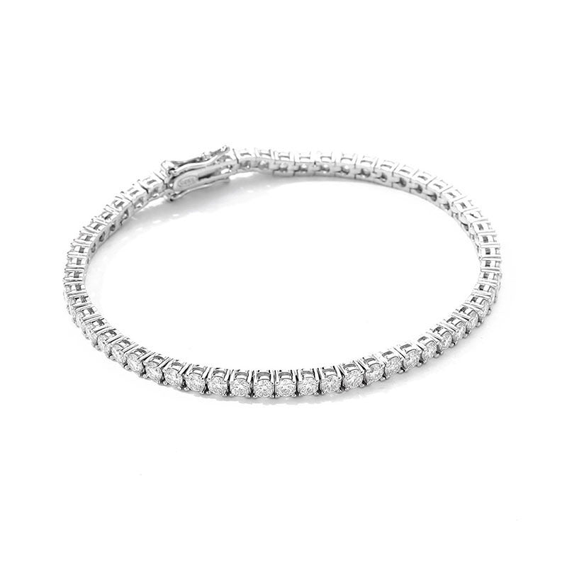 10 Points Moissanite Tennis Chain Bracelet, 925 Sterling Silver