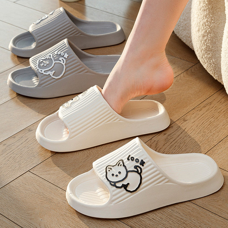 Cute Cat, Women Slippers, Thick Platform Non-Slip Slides for Indoor and Outdoor