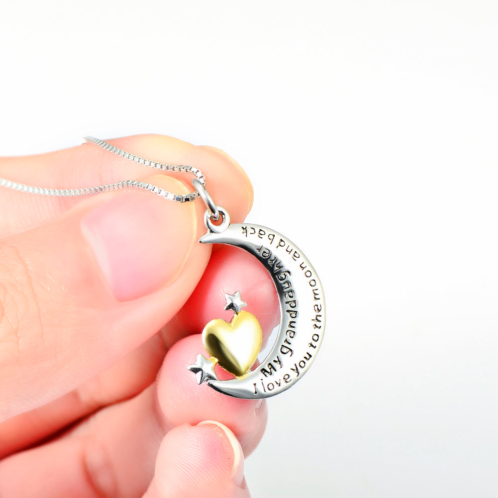 Moon &amp;Star Shape Pendant 925 Silver Necklace