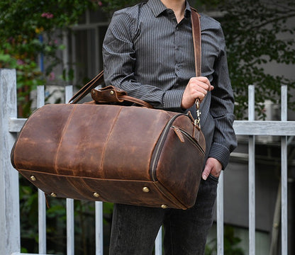 Vintage Leather, Travel Bag Multifunctional Leather Duffle Bag