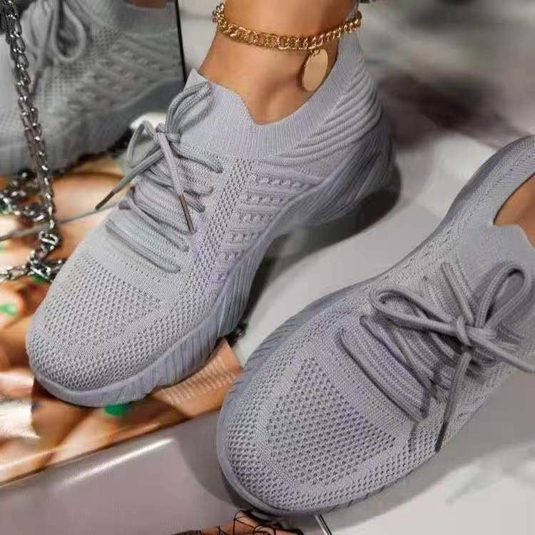 Rarity, Unique Design Combo Sock Top Lace-up Women Mesh Tennis  Outdoor Walking Shoes