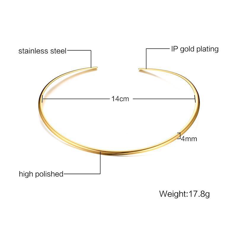 Cuffed, Titanium Steel Gold and Silver Collar, Gold Collar Covered in 18K Gold, Women&