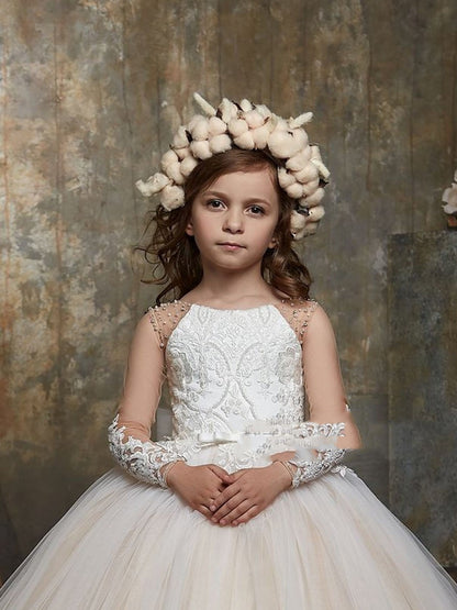 Lotus, Girls Wedding Tulle Tutu Gown, Flower Girl Evening Dress