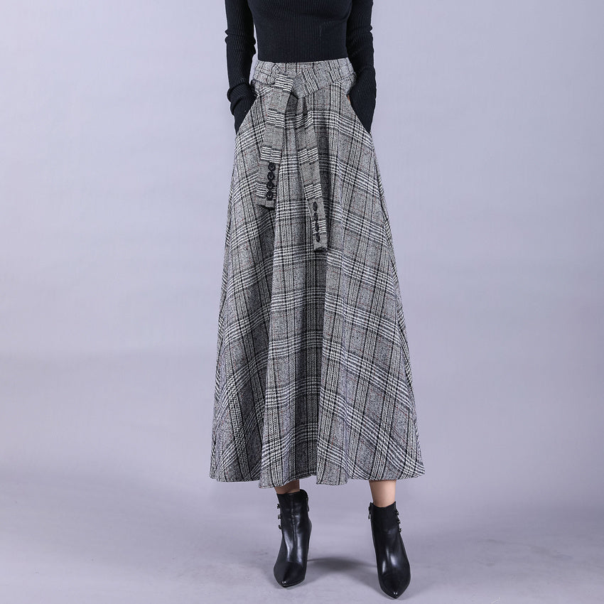 New British Style High Waist Long Plaid Skirt, Seasonal Trendsetter