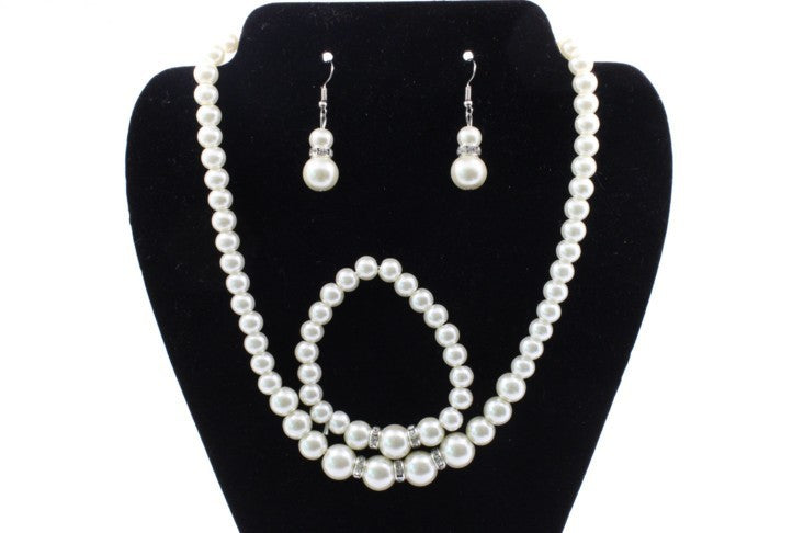 Pearlescence, Pearl Necklace, Earring and Bracelet Set,           Great for Weddings