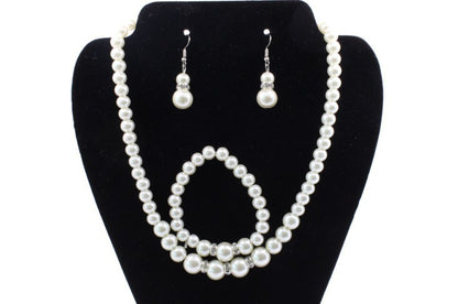 Pearlescence, Pearl Necklace, Earring and Bracelet Set,           Great for Weddings