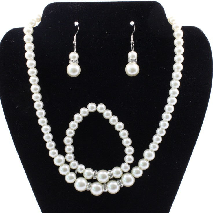 Pearlescence, Pearl Necklace, Earring and Bracelet Set,           Great for Weddings