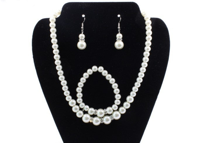 Pearlescence, Pearl Necklace, Earring and Bracelet Set,           Great for Weddings