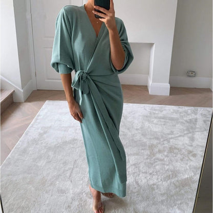 Leisure Babe, Ultimate in Stylish Comfort, V-neck Robe Dress