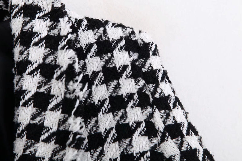 Houndstooth, Autumn Retro Thick Plaid Versatile Jacket