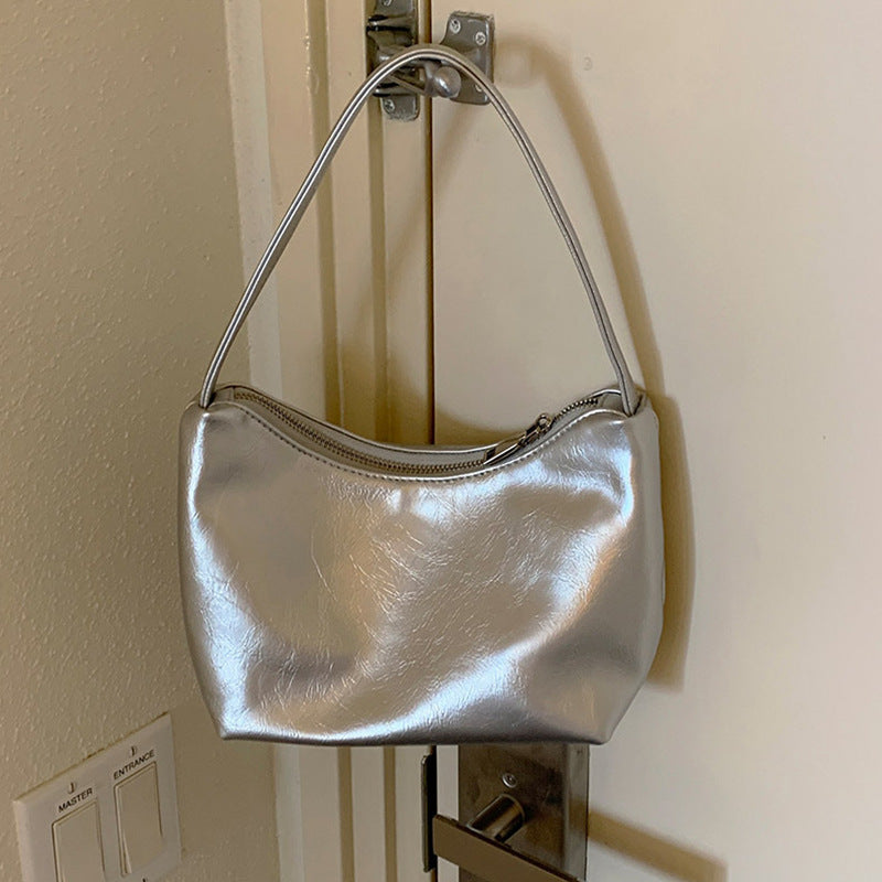 Minimalist Silver Shoulder HandBag