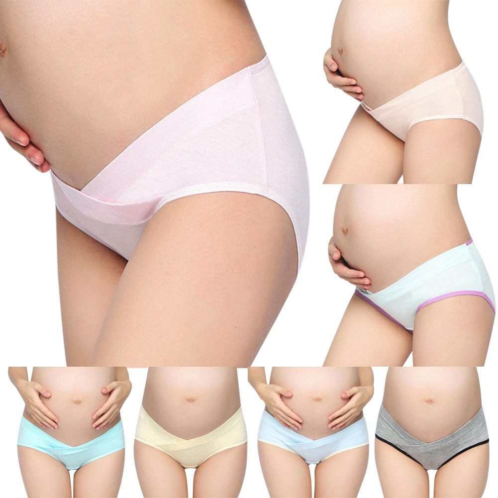 Cotton Candy - Soft Cotton Belly Support Panties for Women, Maternity Underwear, Breathable V-Shaped Low Waist Panty