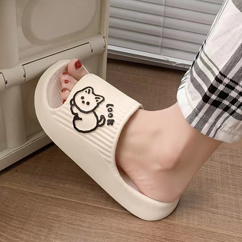 Cute Cat, Women Slippers, Thick Platform Non-Slip Slides for Indoor and Outdoor