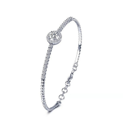 925 Sterling Silver Round Bag Bracelet Ladies Korean Fashion Moissanite Student  Jewelry