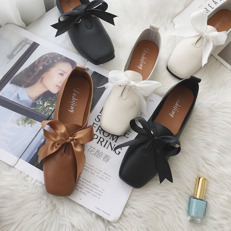 Dushifeng, Square Toe Ballet Bowknot Slip-on Flat Shoes