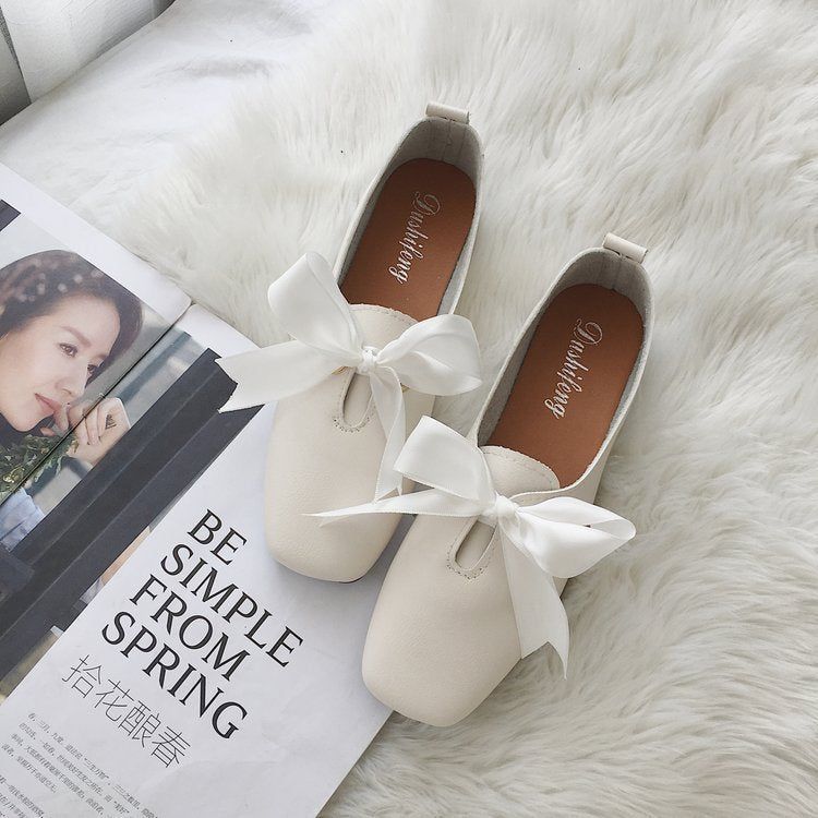 Dushifeng, Square Toe Ballet Bowknot Slip-on Flat Shoes