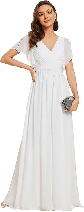 Rarity, Beautiful Chiffon Wrap Bodice Bridesmaid Dress in Multiple Colors and Sizes