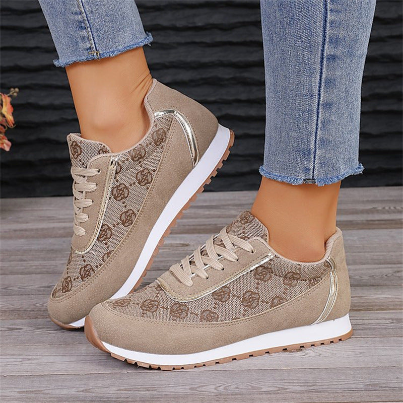 Fashion Designs, Casual Lightweight Printed Lace-up Sneakers, Breathable Fashion Walking Shoes for Women