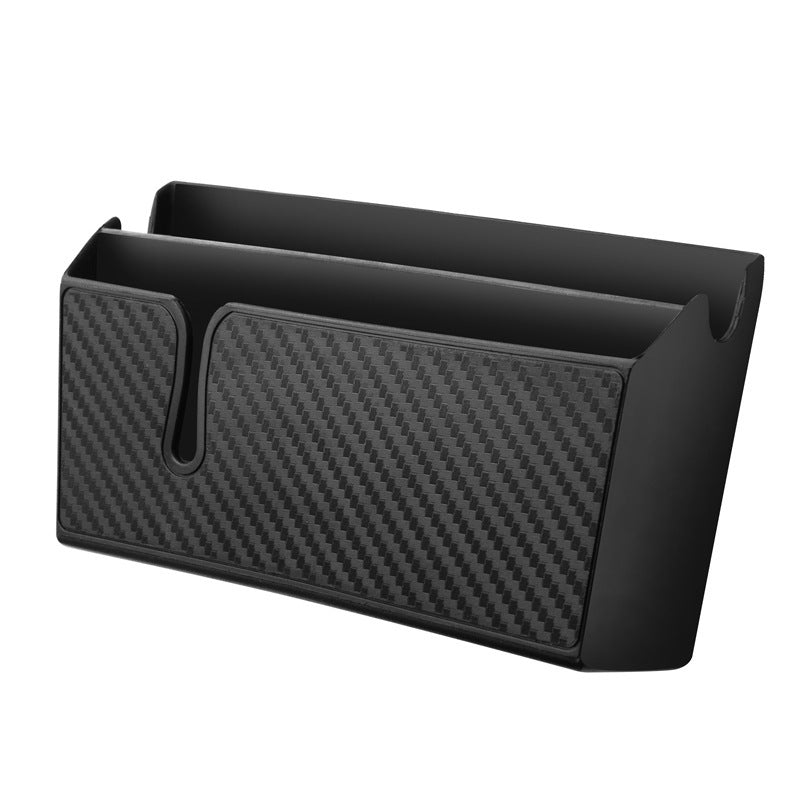 Carbon Fiber Mobile Phone Storage Box, Removable Adhesive, Car Accessory