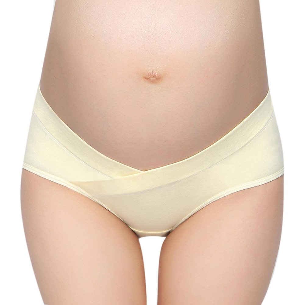 Cotton Candy - Soft Cotton Belly Support Panties for Women, Maternity Underwear, Breathable V-Shaped Low Waist Panty