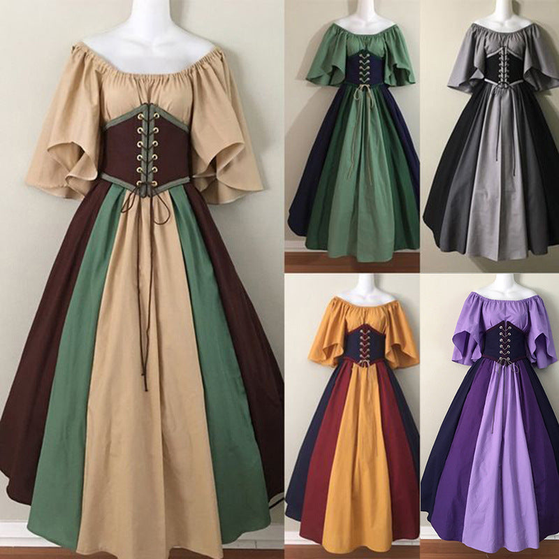 Renaissance, Waist Big Swing Skirt British Retro Civilian Wear Drama Stage Costumes