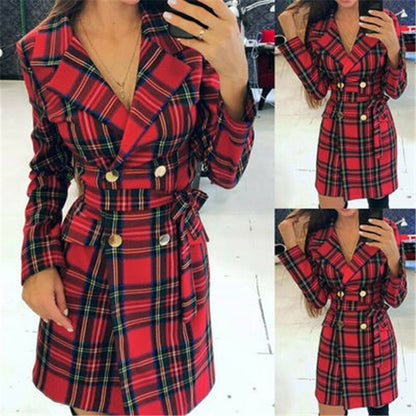 SLB Britian, Plaid Long Sleeve Blazer Dress