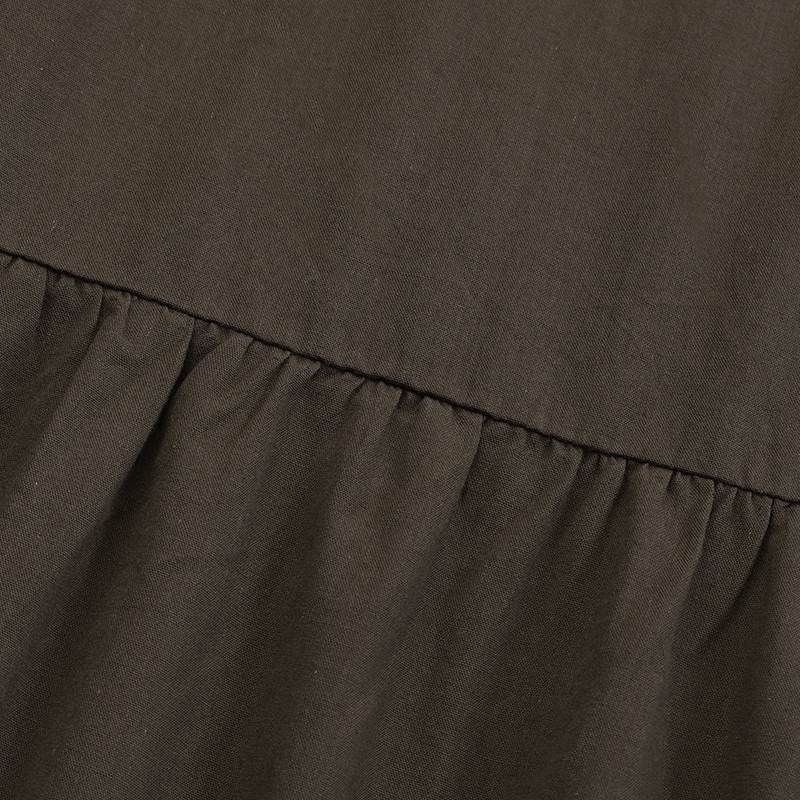 Level Up, Solid Color Pleated Long Loose Cake Skirt, Layered Hem Skirt ( Plus Sizes Available)