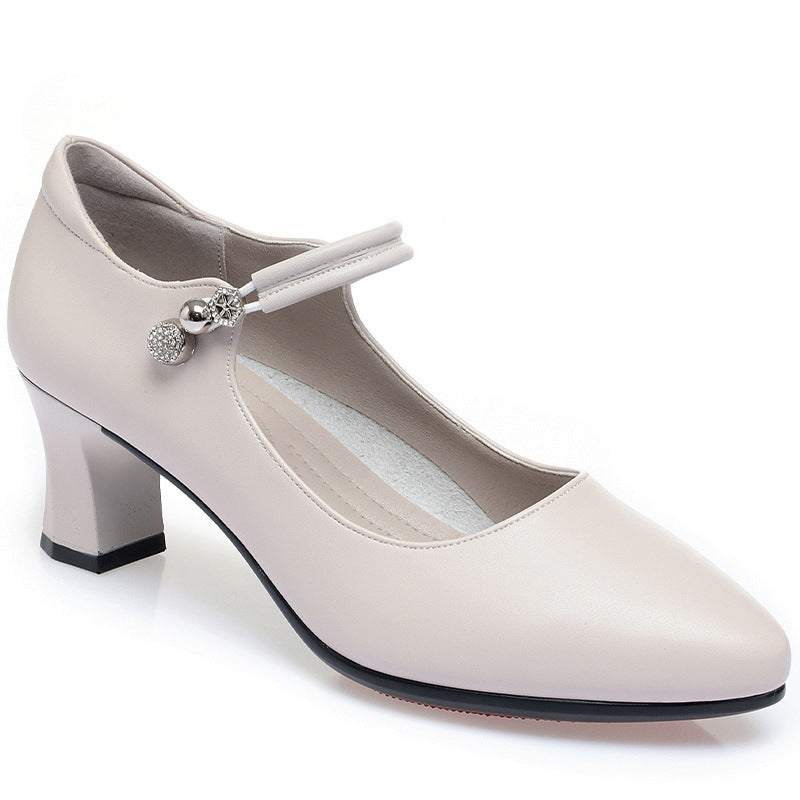 Princess Anna,  Beautiful Low Heel Pumps With Buckle, Mid Heel Women&