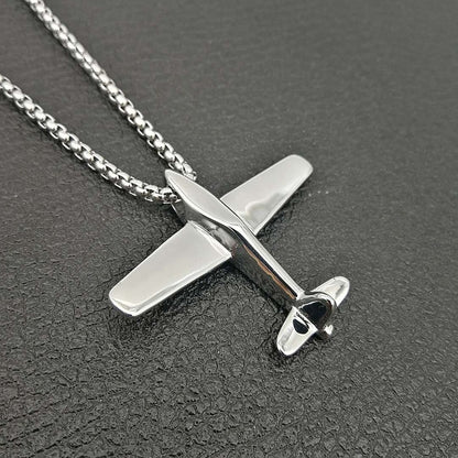 Jewelry Titanium Steel Gold Plated Airplane Shape Pendant Necklace