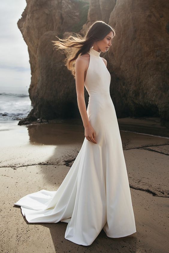 Venus I, Flowing Slim Fit Halter Neck Bridal Gown